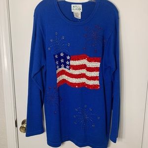 The Quacker Factory USA Flag Sweater